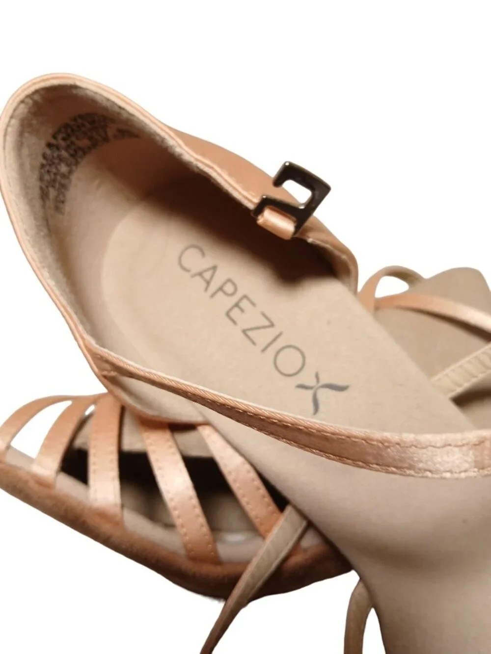 Capezio Julia Satin Strappy Ballroom Dance Heel Latin Shoes Open Toe Heels 8W - Picture 15 of 16